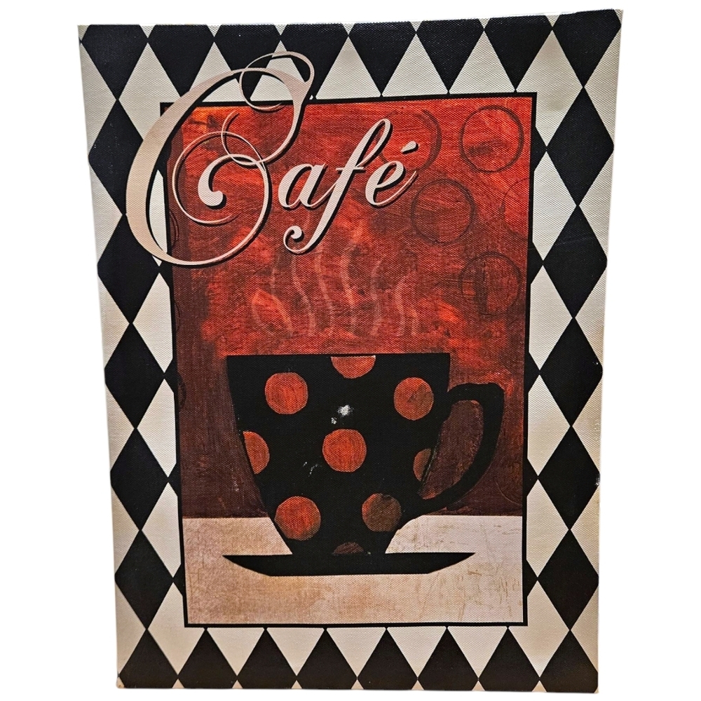 Retro Bistro Café Canvas Wall Art Coffee Cup Print Kitchen Decor 11.5"x16"
